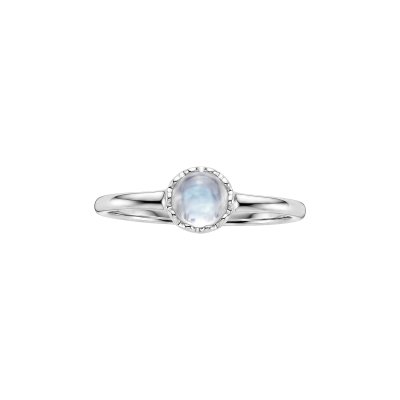 Rainbow Moonstone Sterling Silver Solitaire Ring