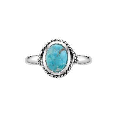 Turquoise Sterling Silver Vintage Twisted Rope Halo Ring