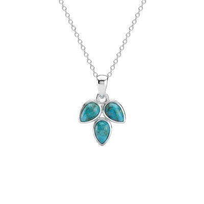Three-Stone Turquoise Sterling Silver Pendant Necklace