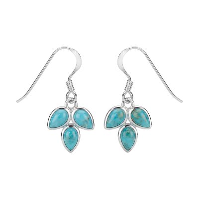 Three-Stone Turquoise Sterling Silver Earrings