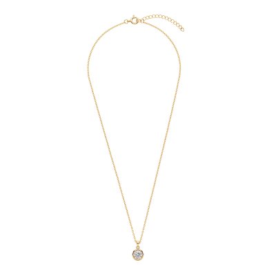 White Cubic Zirconia 18k Yellow Gold Over Sterling Silver Necklace 0.80 ctw