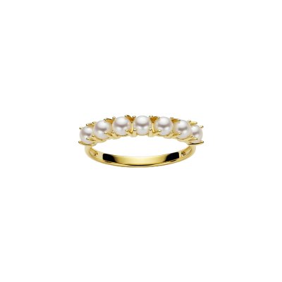 Freshwater Pearl 18k Yellow Gold Over Sterling Silver Band Ring