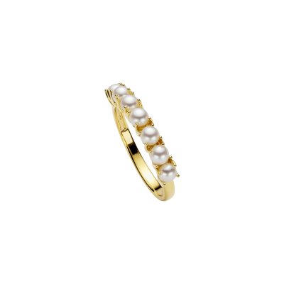 Freshwater Pearl 18k Yellow Gold Over Sterling Silver Band Ring