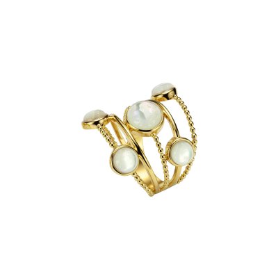 Mother of Pearl Multi-Band 18K Yellow Gold Over Sterling Silver Statement Ring