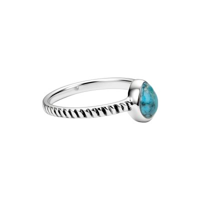Sterling Silver Pears Ring with Blue Turquoise