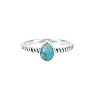 Sterling Silver Pears Ring with Blue Turquoise