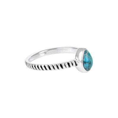 Sterling Silver Pears Ring with Blue Turquoise