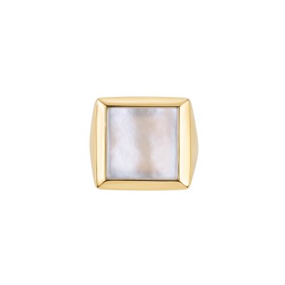 Square Mother of Pearl 18K Yellow Gold Over Sterling Silver Ring