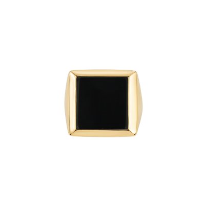 Square Black Onyx 18K Yellow Gold Over Sterling Silver Ring