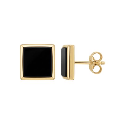 Square Black Onyx 18K Yellow Gold Over Sterling Silver Earrings