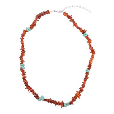 Kingman Turquoise & Amber Beaded Necklace