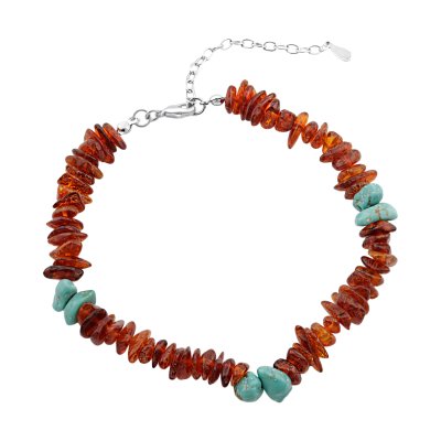 Kingman Turquoise & Amber Beaded Bracelet