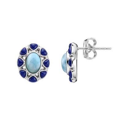 Larimar & Lapis Lazuli Sterling Silver Post Earrings