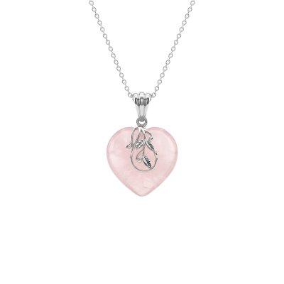 Rose Quartz Sterling Silver Heart Pendant Necklace