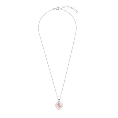 Rose Quartz Sterling Silver Heart Pendant Necklace