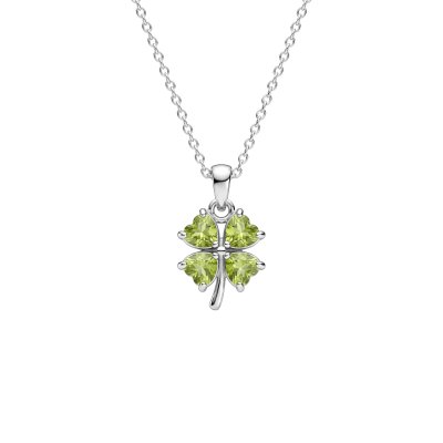 Peridot Sterling Silver Four Leaf Clover Dangle Earrings