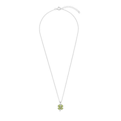 Peridot Sterling Silver Four Leaf Clover Dangle Earrings