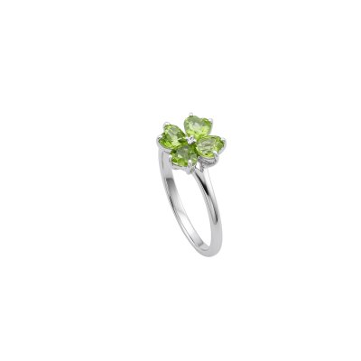 Peridot Sterling Silver Four Leaf Clover Ring