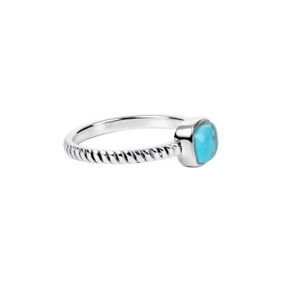 Sterling Silver Square Cushion Ring with Blue Turquoise