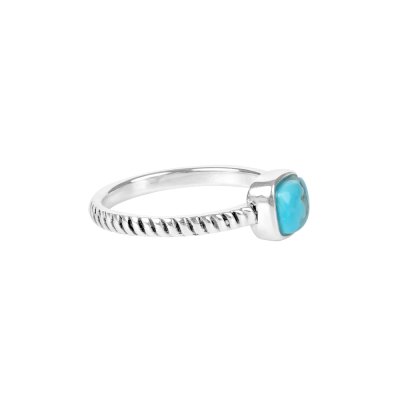 Sterling Silver Square Cushion Ring with Blue Turquoise