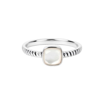 Sterling Silver Mother of Pearl Square Cushion Ring