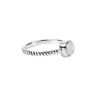 Sterling Silver Mother of Pearl Square Cushion Ring