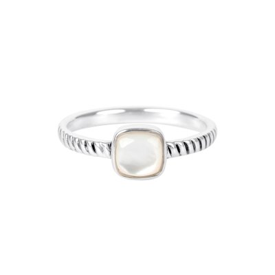 Sterling Silver Mother of Pearl Square Cushion Ring