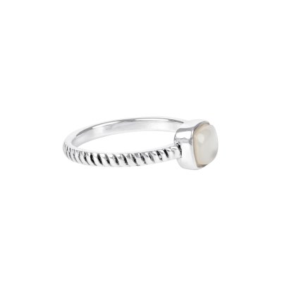 Sterling Silver Mother of Pearl Square Cushion Ring