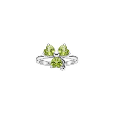 Peridot Sterling Silver Three Leaf Clover Ring
