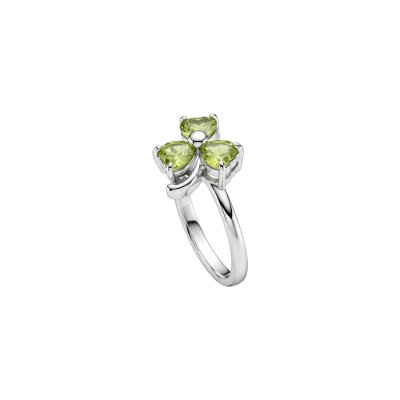 Peridot Sterling Silver Three Leaf Clover Ring