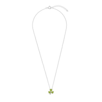 Peridot Sterling Silver Three Leaf Clover Stud Pendant Necklace