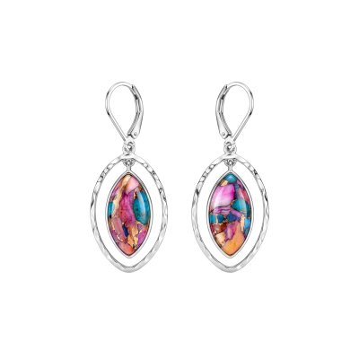 Blended Pink Spiny Oyster With Turquoise Earrings