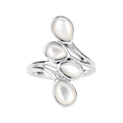 Sterling Silver Mother of Pearl Bypass Ring