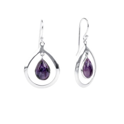 Sterling Silver Charoite Earrings