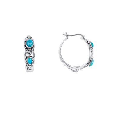 Sterling Silver Turquoise Hoop Earrings