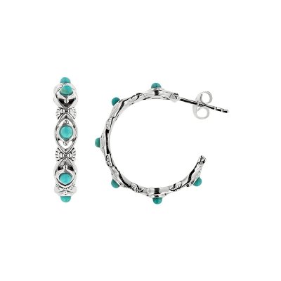 Sterling Silver Turquoise Hoop Earrings