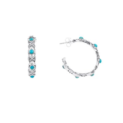 Sterling Silver Turquoise Hoop Earrings