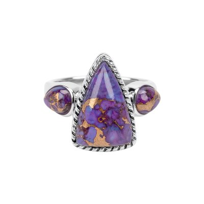Sterling Silver Purple Bronze Turquoise Ring