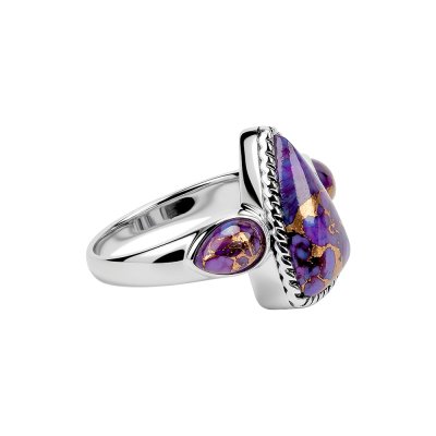 Sterling Silver Purple Bronze Turquoise Ring