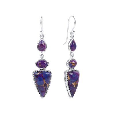 Sterling Silver Purple Turquoise Earrings with