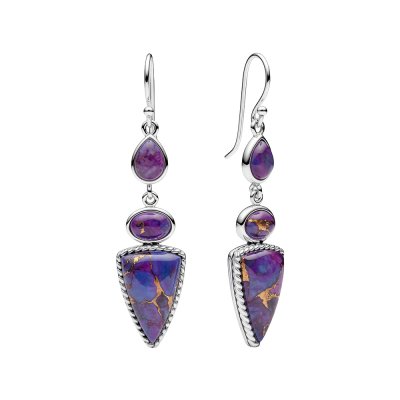 Sterling Silver Purple Turquoise Earrings with