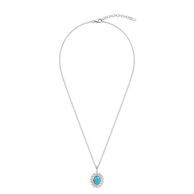 Sterling Silver Larimar Pendant with Chain 18 Inches