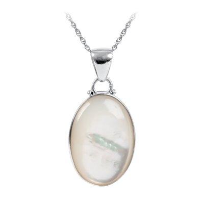 Sterling Silver Mother of Pearl Pendant with Chain 18 Inches