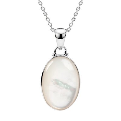 Sterling Silver Mother of Pearl Pendant with Chain 18 Inches
