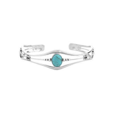 Sterling Silver Blue Kingman Bangle 7.5 Inches