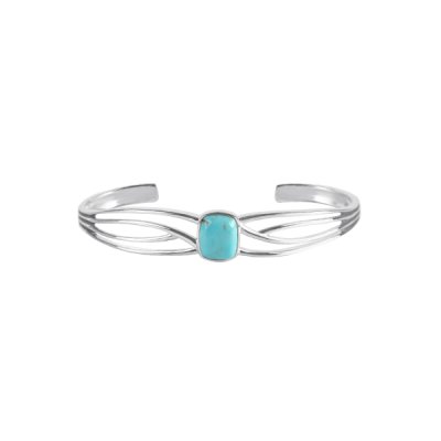 Sterling Silver Blue Kingman Bangle  7.5 Inches