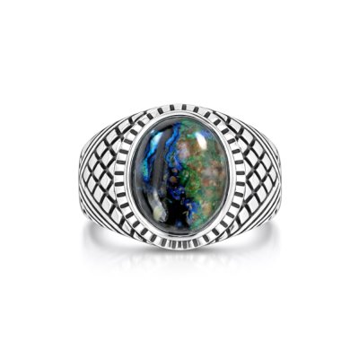 Sterling Silver Azurite Malachite Men's Ring