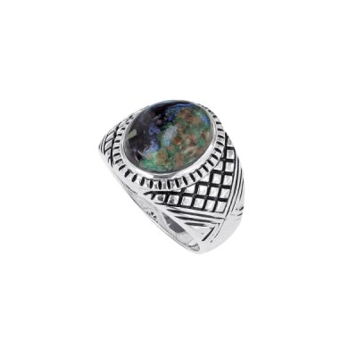 Sterling Silver Azurite Malachite Men's Ring