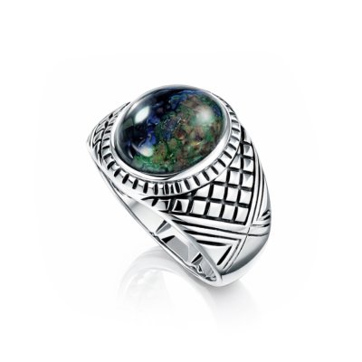 Sterling Silver Azurite Malachite Men's Ring