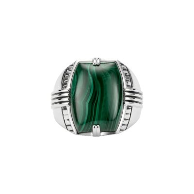 Sterling Silver Malachite Men's Ring